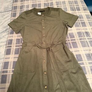 Banana Republic Sage Button-Down Faux Suede Dress NWT Size 14